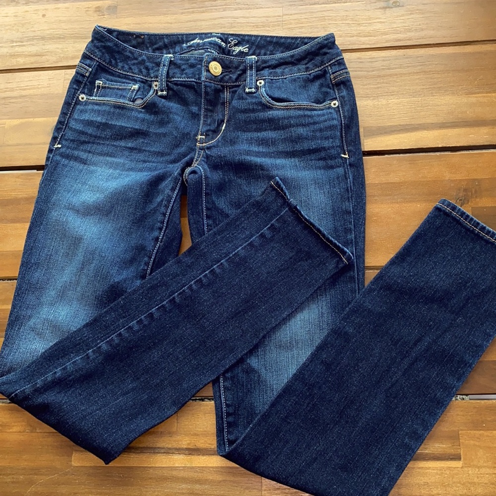 American eagle stretch denim skinny jeans size 0